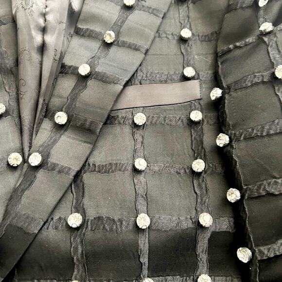 BARABAS Black Caged Rhinestone Diamond Men’s Blazer Jacket Slim Fit Sz 40/Medium - Picture 4 of 12